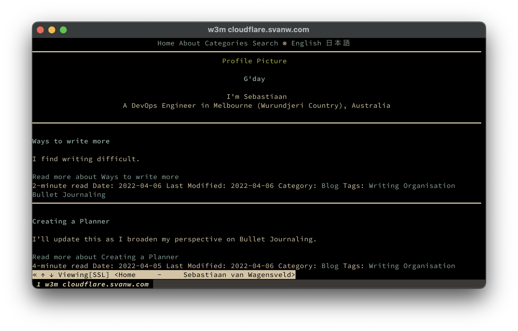 w3m successfully loads cloudflare.svanw.com